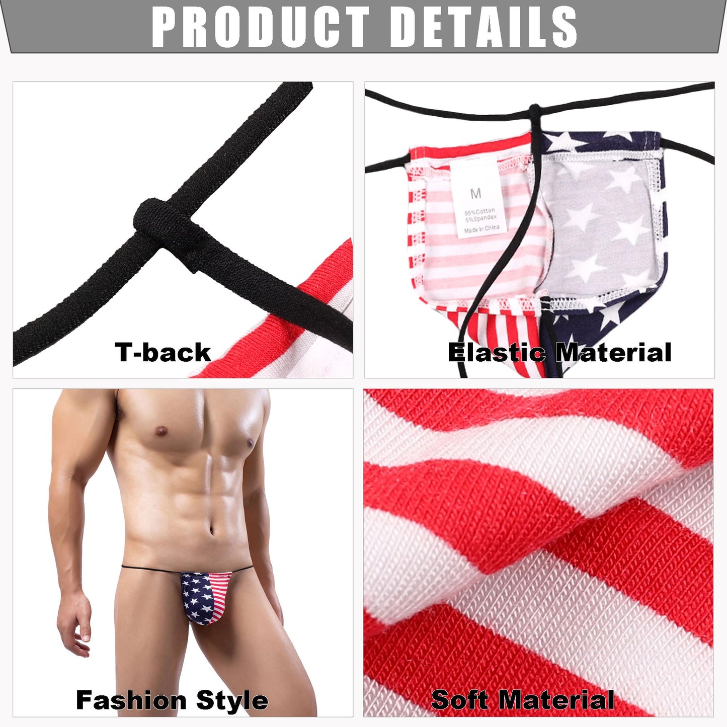 Men's Sexy G-String Mens Thong Underwear Bikini Low Rise T-Back Briefs Underpants