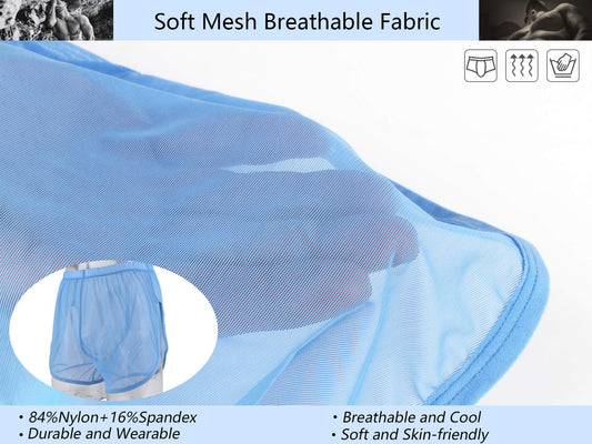 Mens See Through Boxers Ice Silk - Sheer Underwear- Sexy Mesh Transparent Shorts- 3 Pack