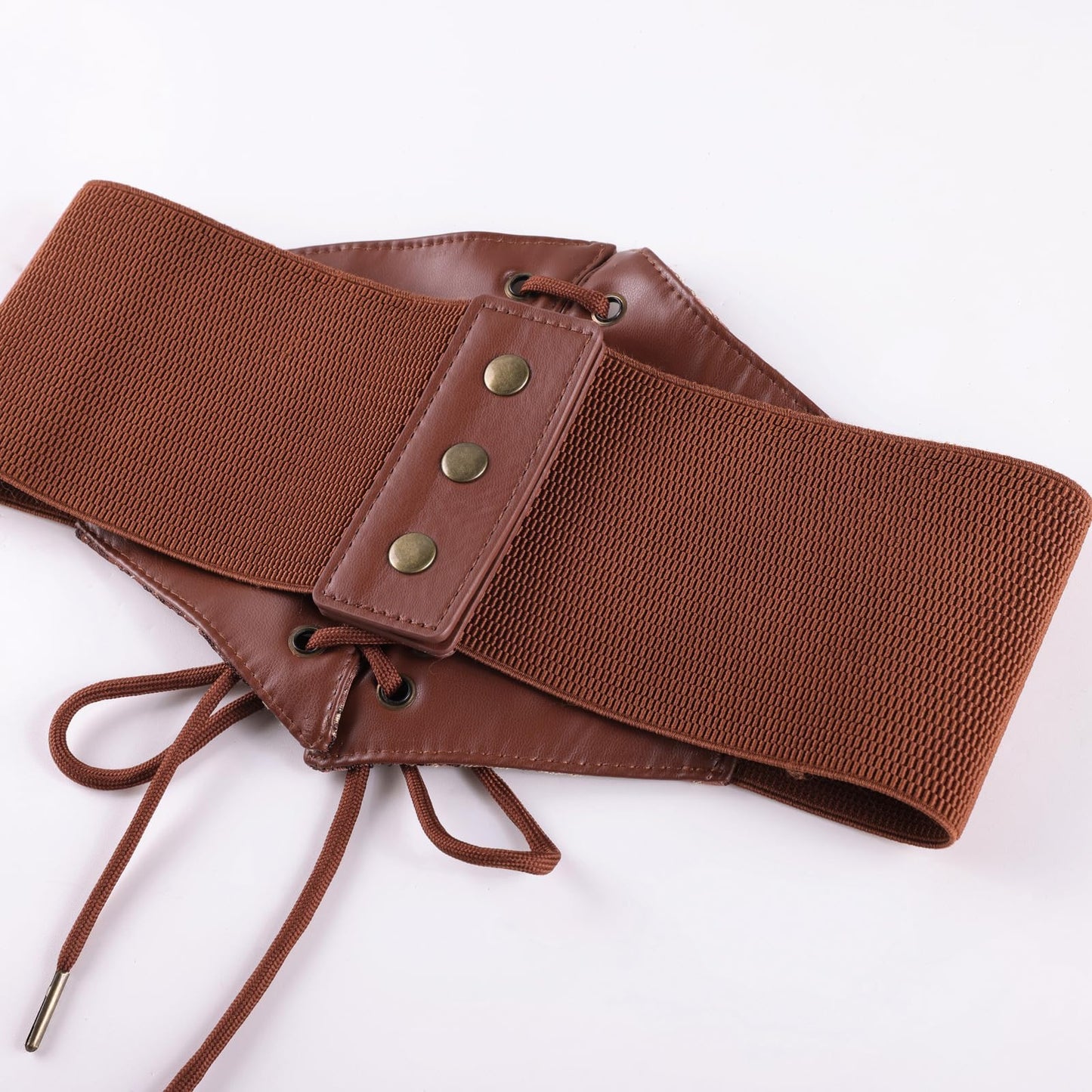 Renaissance Corset Belt Wide Elastic Waist Belts for Women Brown L