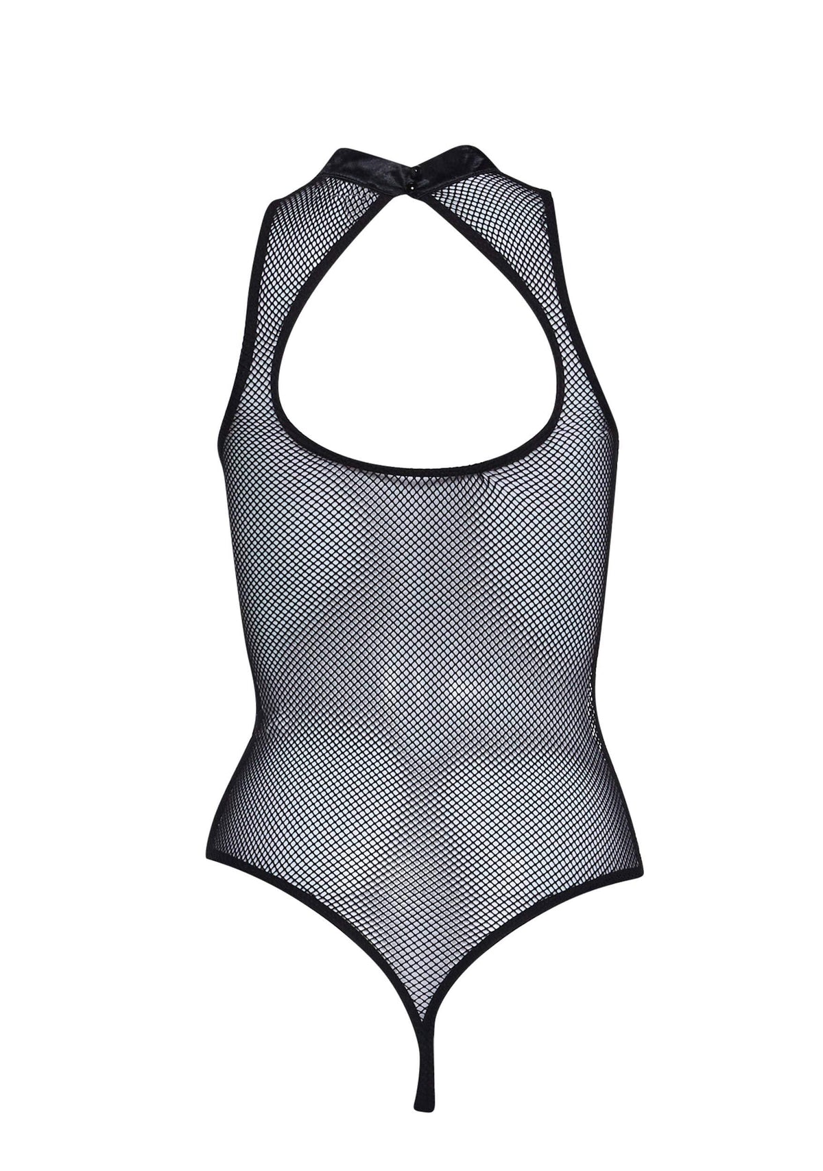 Dolls Kill Bad Luck Dragon Fishnet Bodysuit by Club Exx – High Neck Bodysuit with Embroidered Dragon Accents - Black, XX-Small