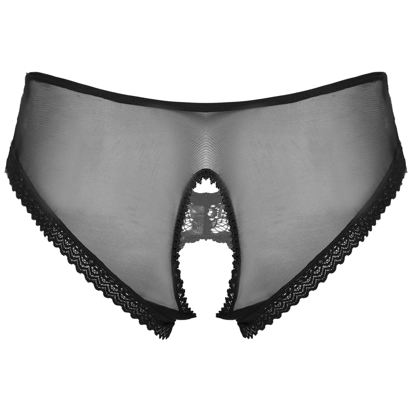 Hedmy Men's Sexy Lingerie Sissy Gay Thongs Briefs Underwear Bow Ultra Low Rise Crossdresser Panties Black X-Large