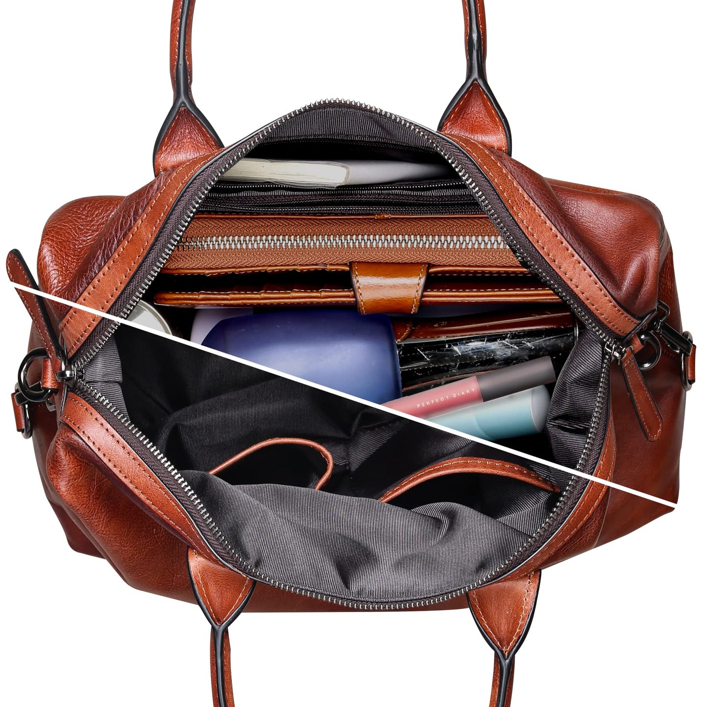 Iswee Satchel Bags Retro Leather Purses for Women Handbags Shoulder Bags Luxury Tote Hobo Cross Body Work Doctor Bag Pocketbooks (Brown)