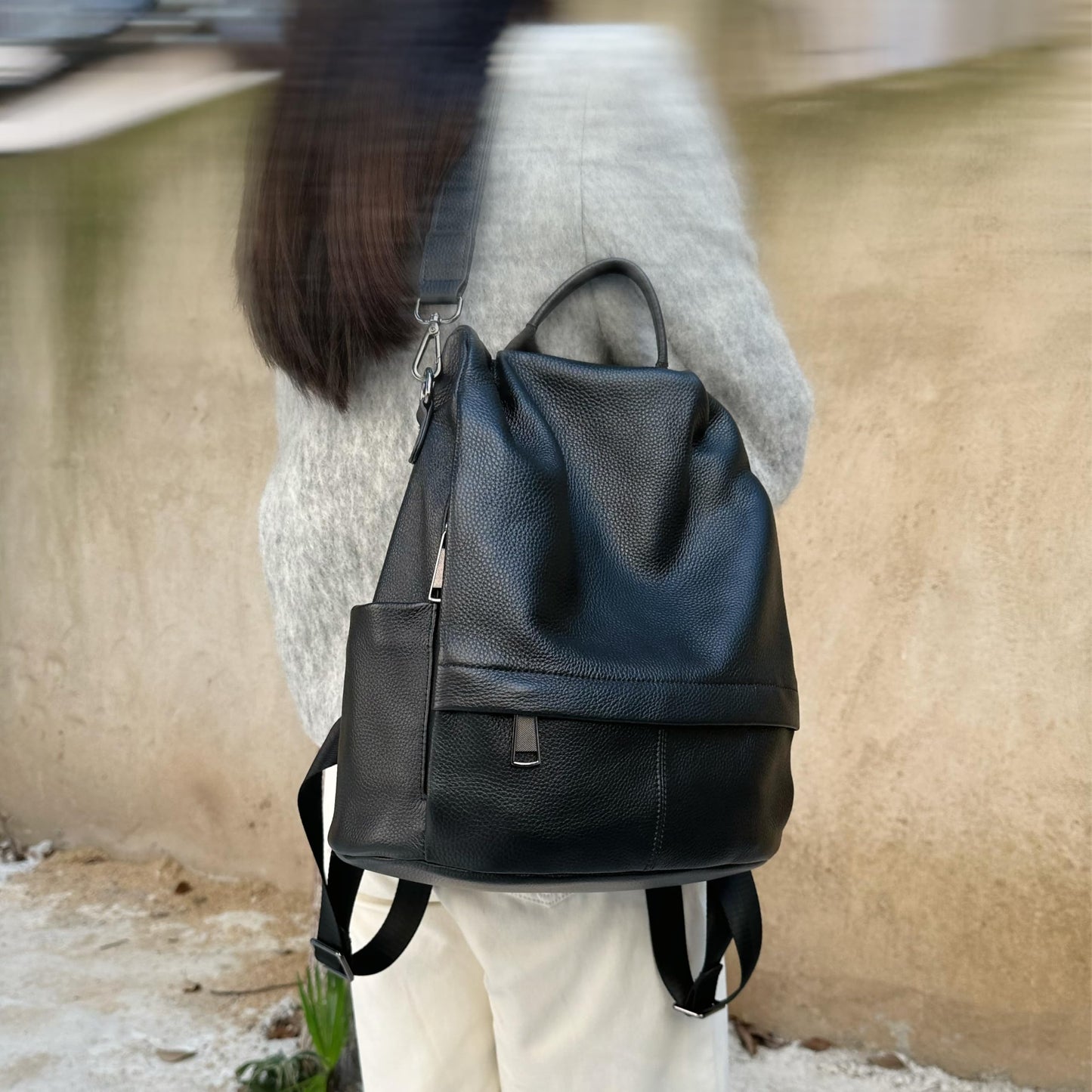 Wesccimo Genuine Leather Backpack Purse For Women Antitheft Real Soft Fashion Designer Convertible Shoulder Bag Black