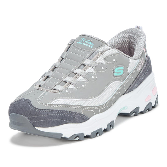 SKECHERS Womens D'Liteshands Free Slip-INS Grey Light Pink 5.5 Medium