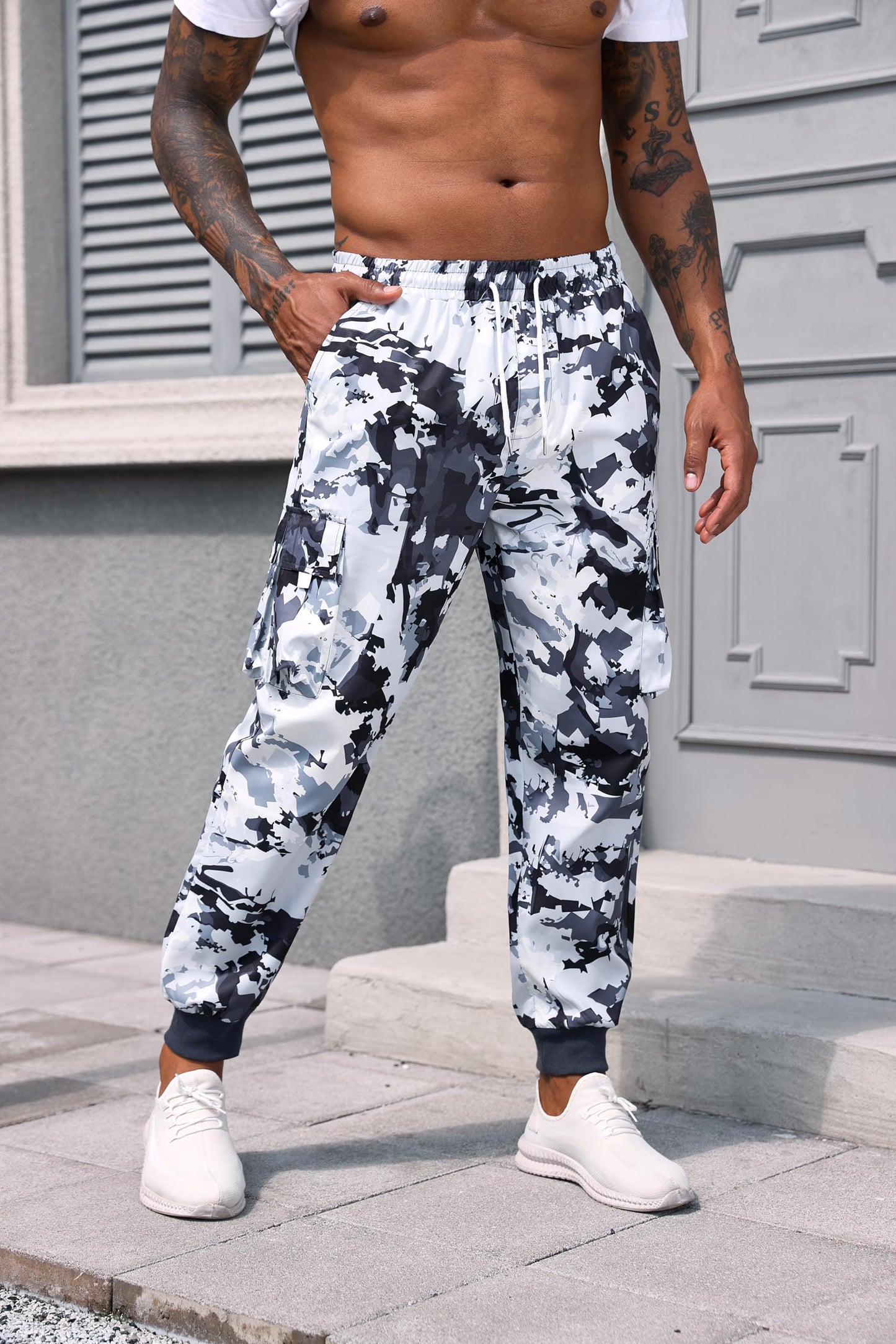ZAFUL Men's Cargo Pants Drawstring Elastic Flap Pocket Street Baggy Pants Sweatpants
