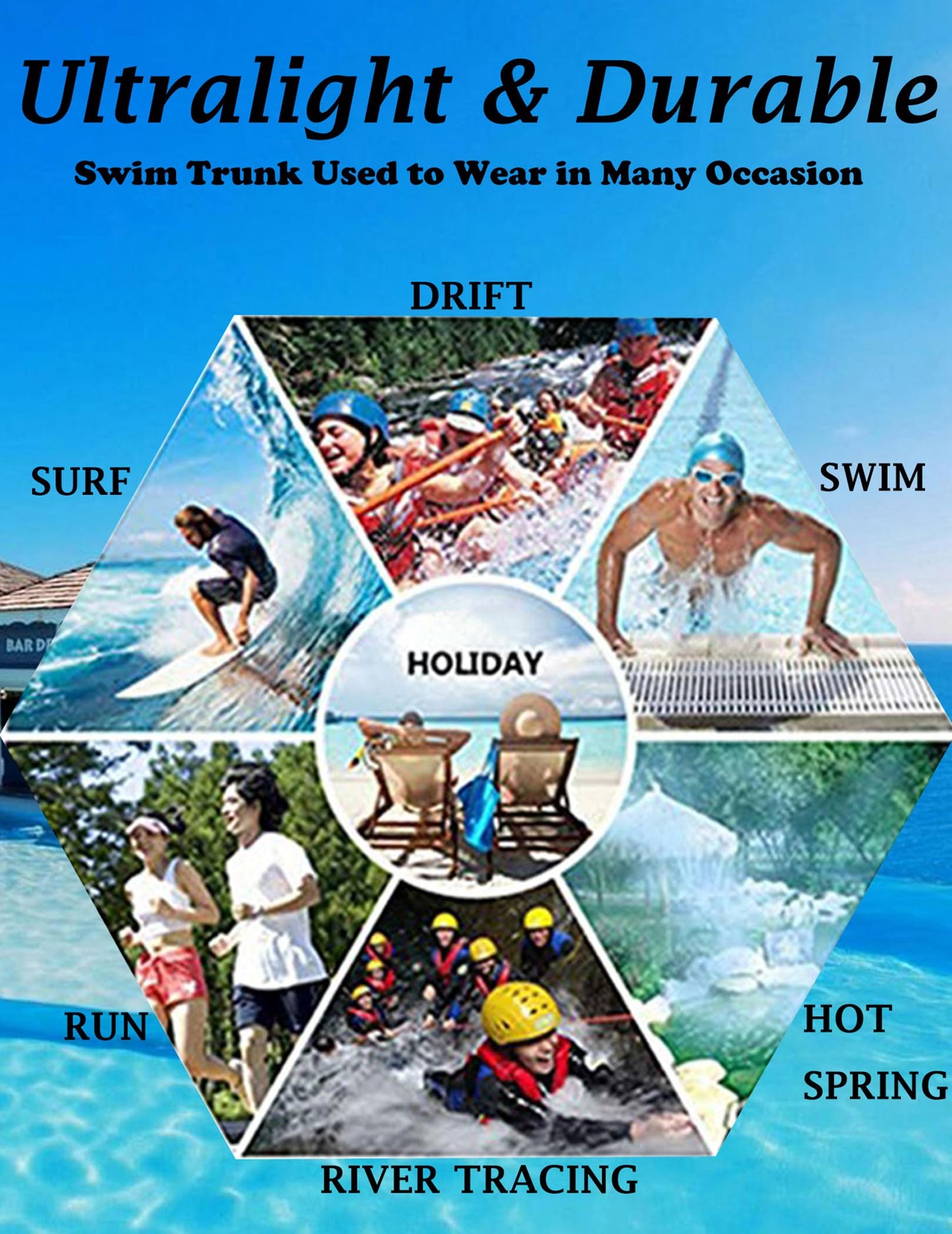 Mens Swim Brief Tight Swimsuit Trunk Square Leg Swim Trunk Board Short with Zip Pocket XXL
