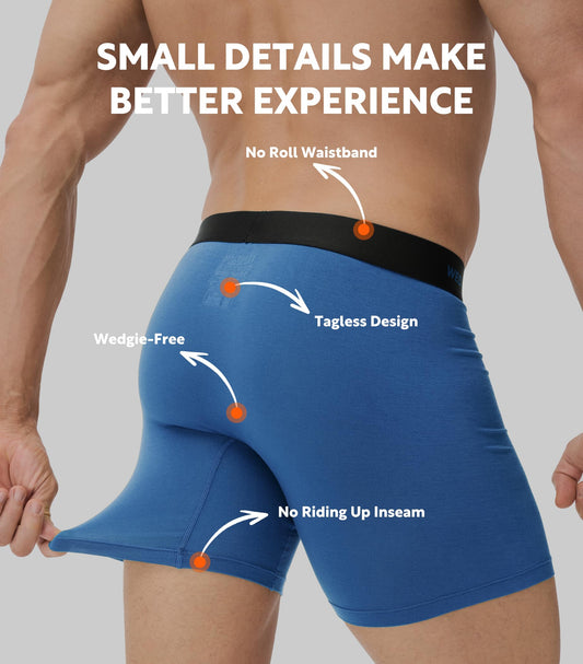 Separatec Dual Pouch Mens Underwear Breathable Cooling Rayon Made from Bamboo Underwear Men, Boxer Briefs and Trunks 7 Pack(M,Assorted Colors)