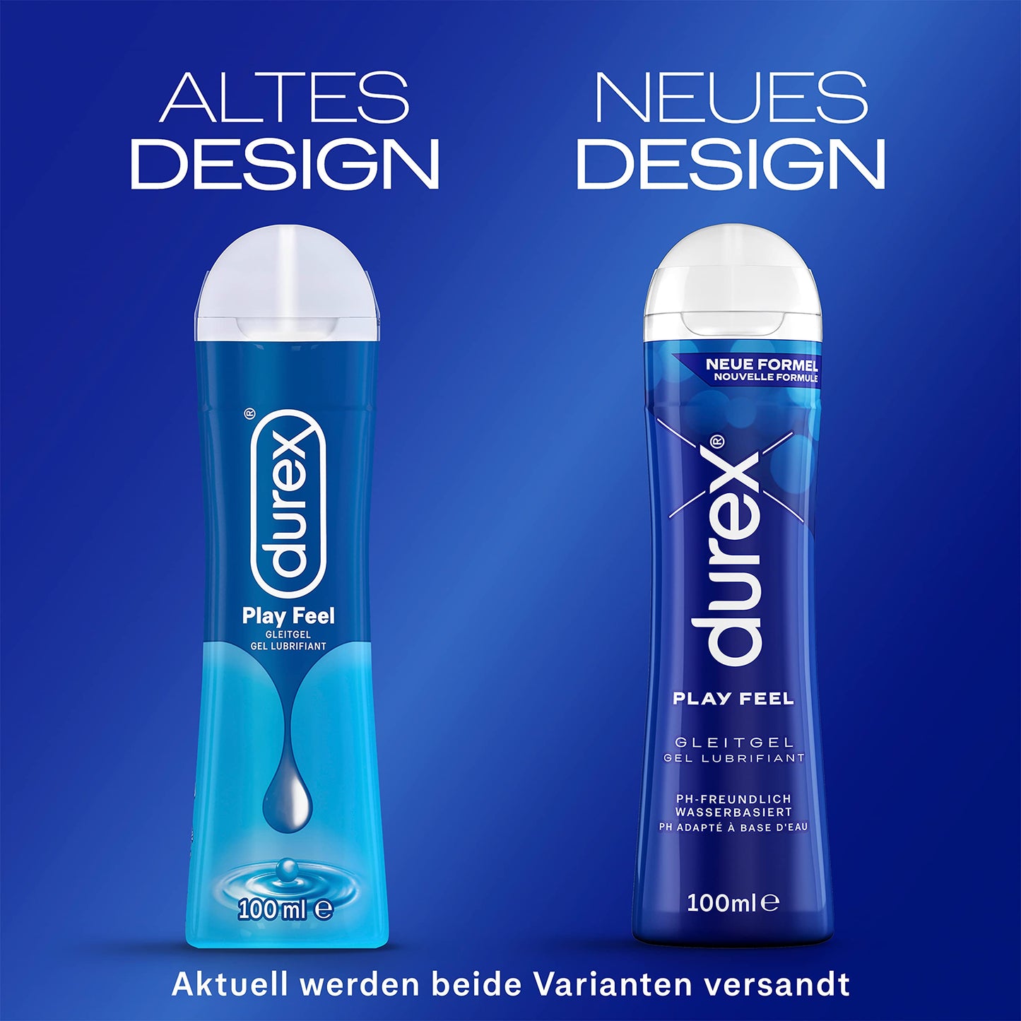 Durex Play Feel Gleitgel – Wasserbasiertes Gleitmittel für angenehme Gleitfähigkeit, sanft & pH-freundlich – 100 ml (1 x 100 ml)