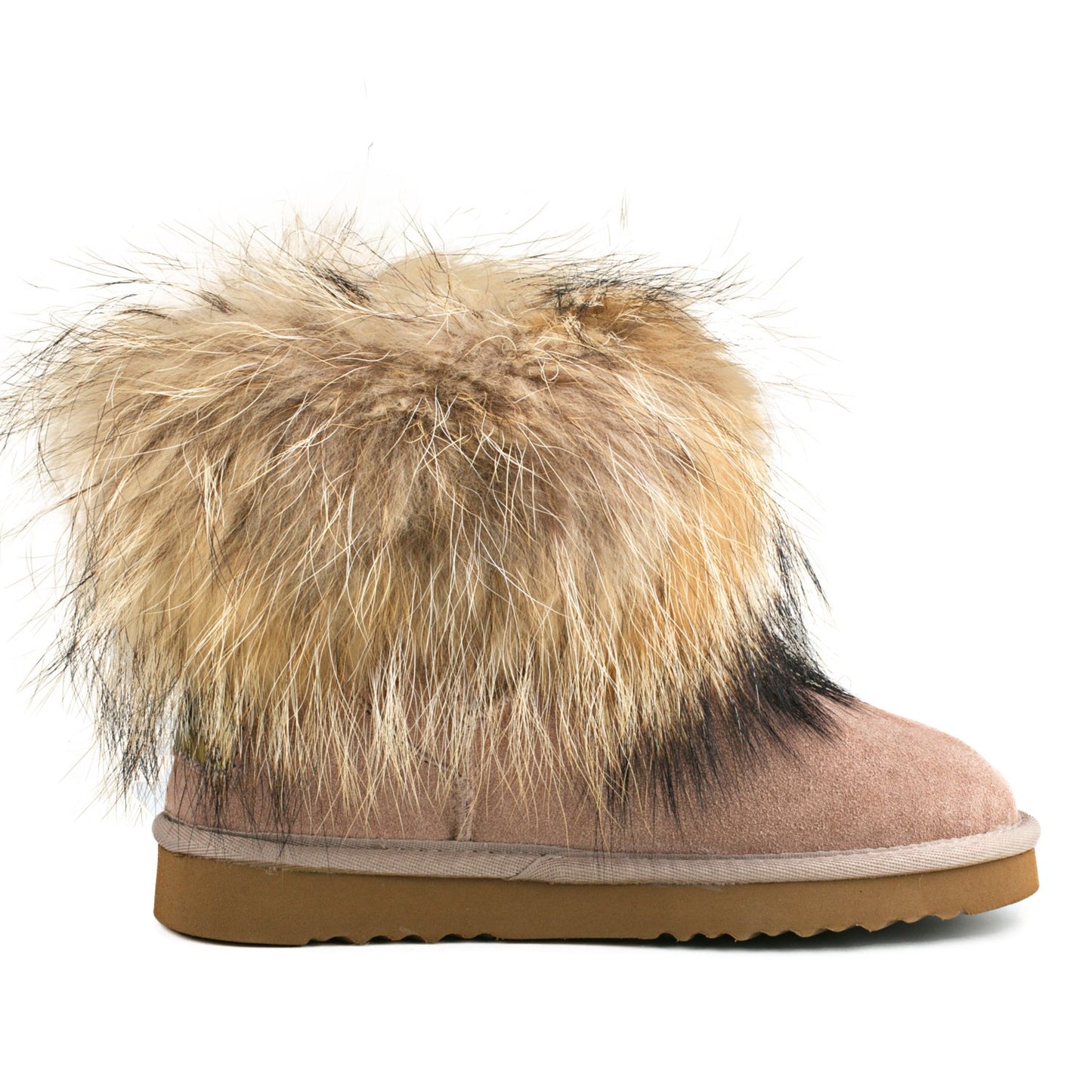 AUSLAND Genuine Suede Waterproof Boots for Women Furry Fur Winter Ankle Boots Warm Fluffy Snow Boot 9.5US Sand 99251 40EU