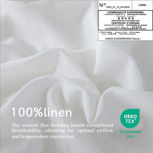 EVERLY 100% Pure Linen Duvet Cover Set Oversized King Size 120X98Inch 3pcs (1 Duvet Cover,2 Pillowcases) Soft and Breathable for All Season with Coconut Button Closure,Suitable for Hot Sleepers-White
