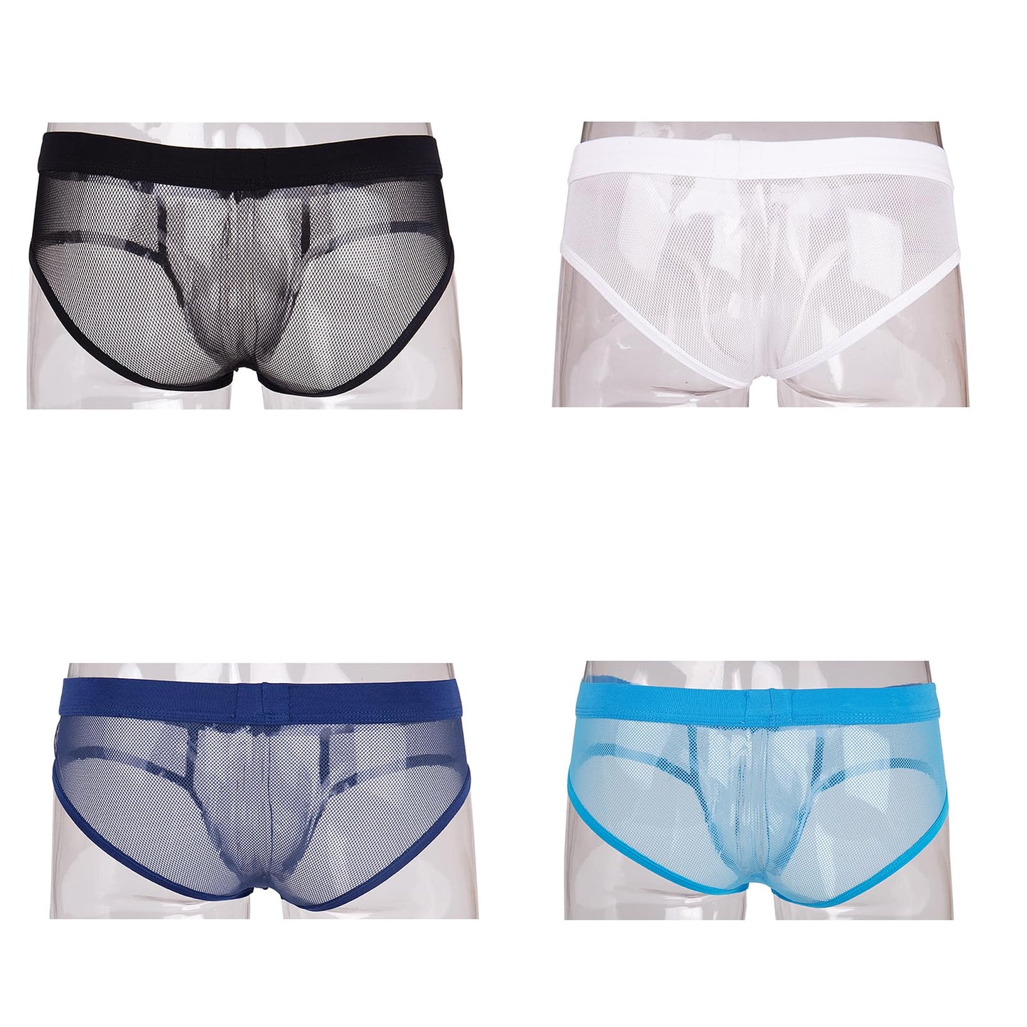 Evankin Men's Boxer Briefs Sexy Underwear Mesh Breathable Gay Low Rise Boxers(37BBNW, 4XL)