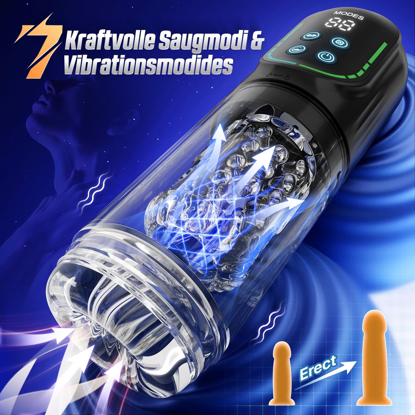 Elektrischer Masturbator Masturbieren für Männer 7 Teleskopfunktion & Rotierend & Saugen, Sex Spielzeug für die Männer Realistisch Zungenleck Blowjob, Taschenmuschi Masturbatoren Penis Pussy Sex Toys