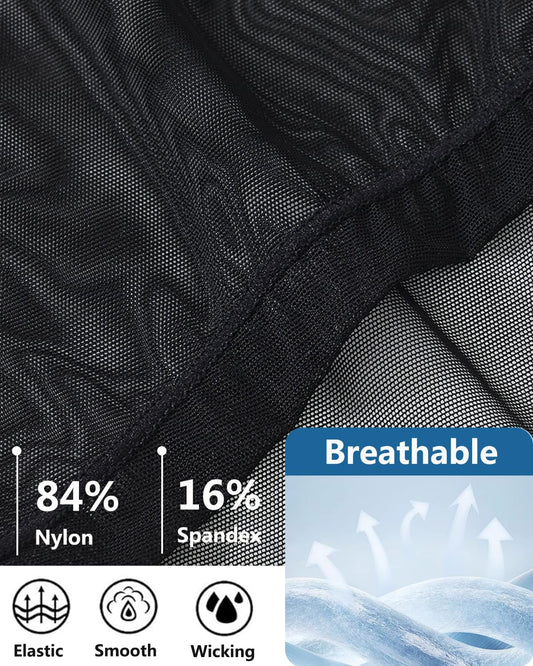 Mens Sexy Underwear Mesh Breathable Boxer Briefs See-Through Trunks Shorts Low Rise Seamless Black