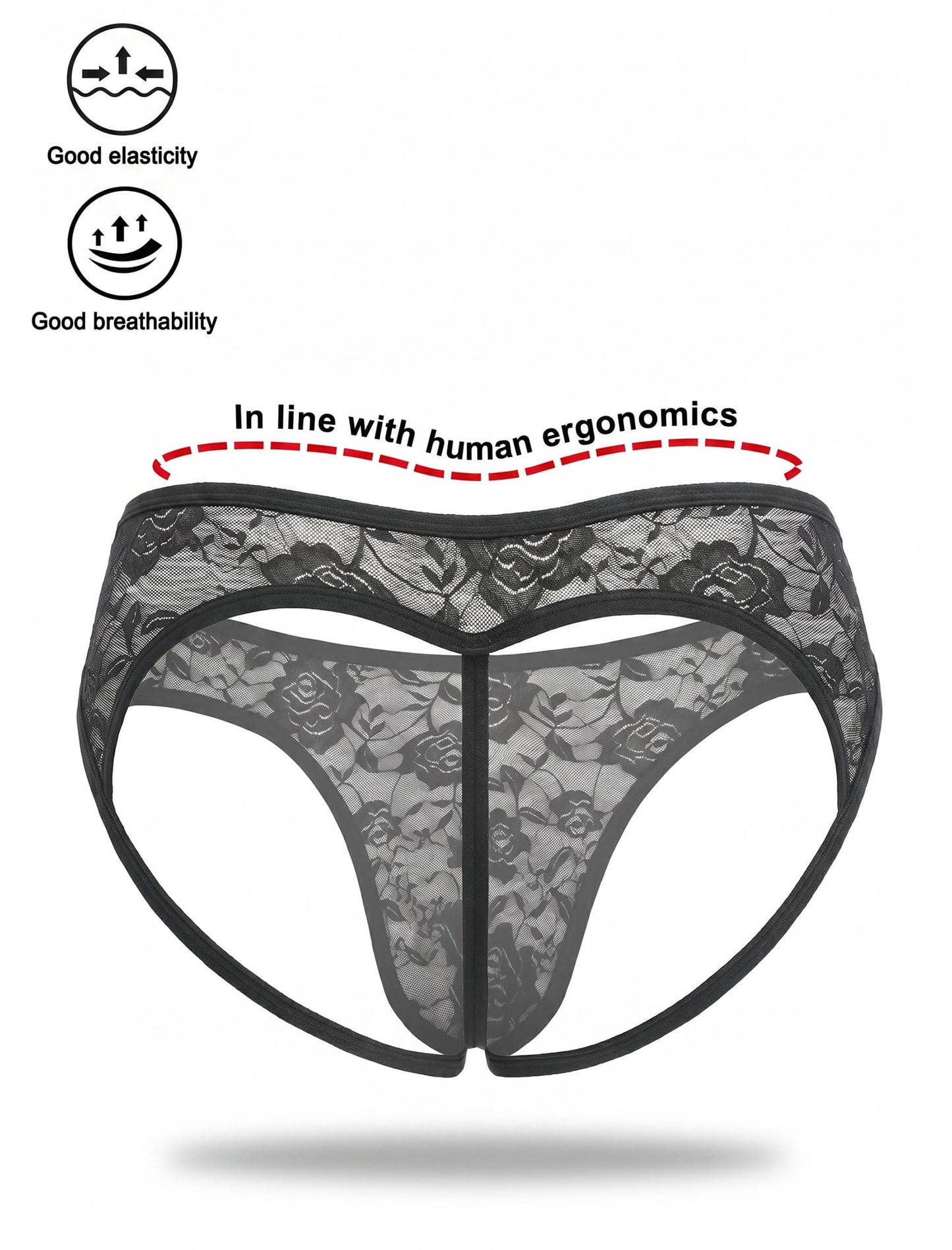 Avidlove Mens Lace Thong Sexy Low Rise Tback Mesh G-string Underwear Black