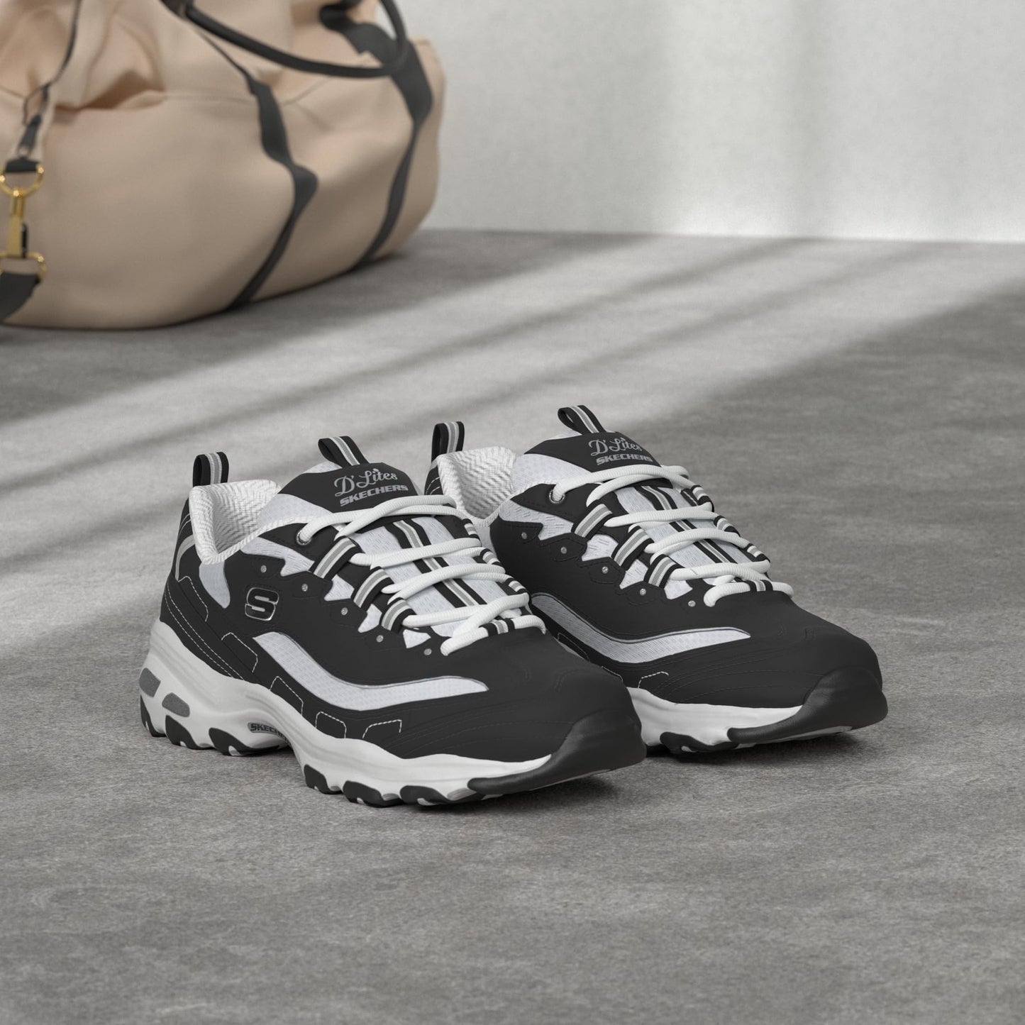 Skechers Women's D'lites - Me Time, Black/White, 5 Wide