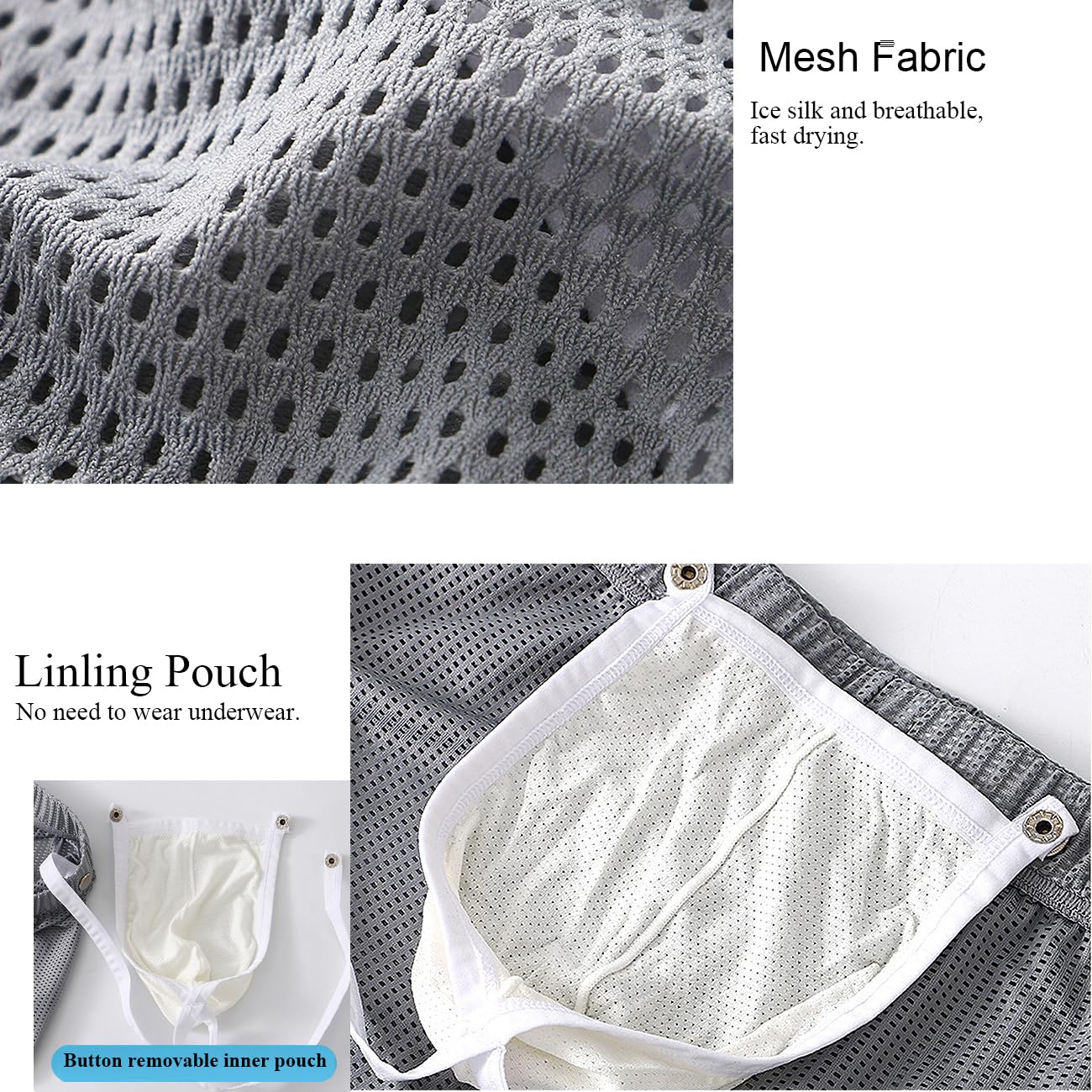 Mens Mesh See Through Shorts Ice Silk Boxer (Pink/White/Grey/Royalblue 4-Pack, M)