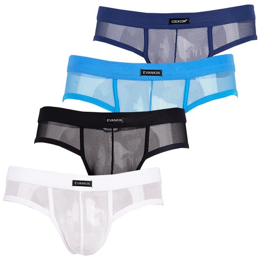 Evankin Men's Boxer Briefs Sexy Underwear Mesh Breathable Gay Low Rise Boxers(37BBNW, 4XL)