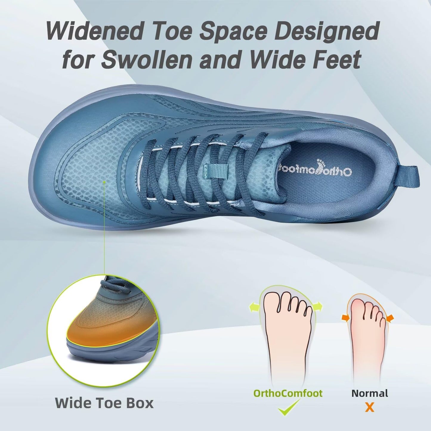 Men's Orthopedic Diabetic Wide Walking Shoes: Arch Support Orthotic Flat Feet Comfort Plantar Fasciitis Orthotic Road Running Shoes, Soft Heel Spur Business Leisure Work Sneakers Dark Blue Size 10.5