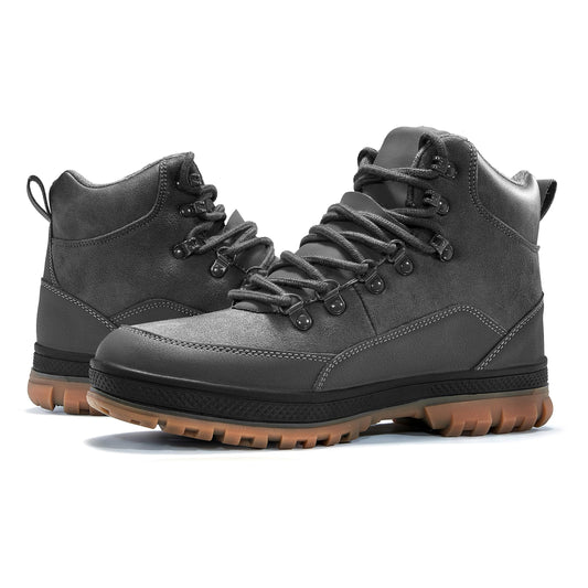 Wondamo Men's Snow Boots Lightweight Waterproof Winter Boots Fur Lined Anti-slip Cold Weather Shoes, Dark Grey, 13 US Men
