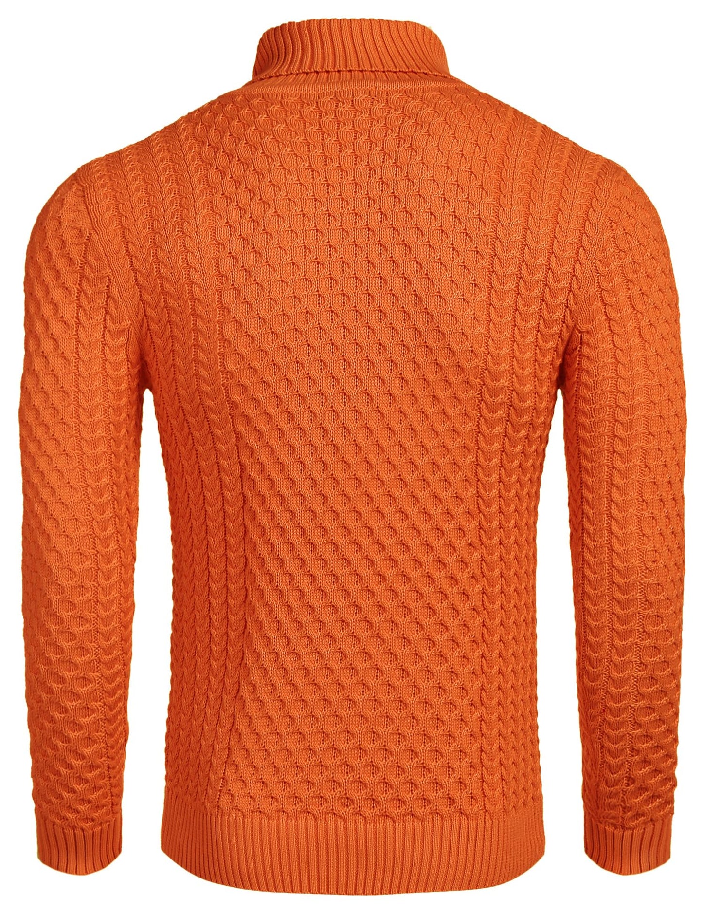COOFANDY Men's Slim Fit Turtleneck Sweater Casual Knitted Twisted Pullover Solid Sweaters Orange