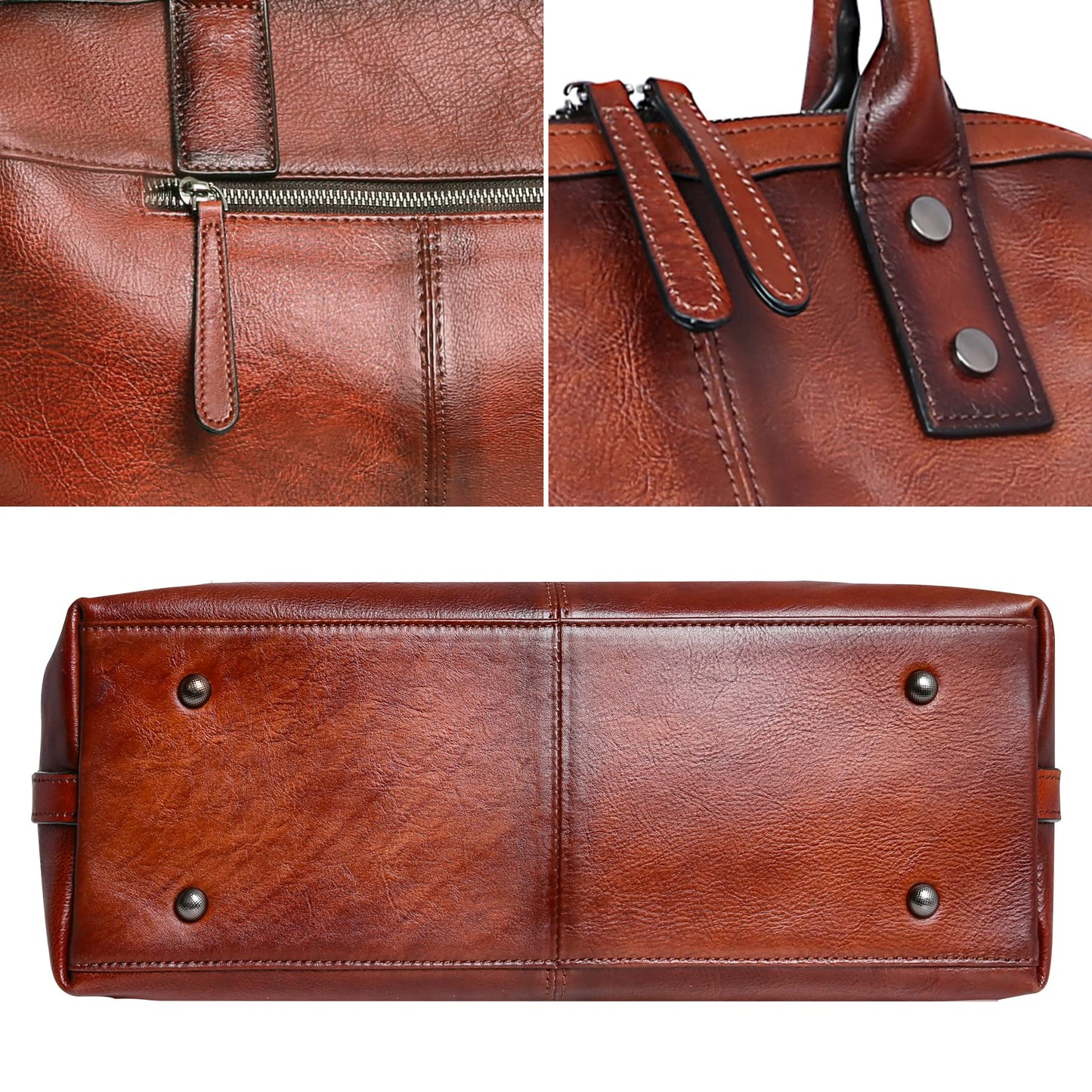 Iswee Satchel Bags Retro Leather Purses for Women Handbags Shoulder Bags Luxury Tote Hobo Cross Body Work Doctor Bag Pocketbooks (Brown)