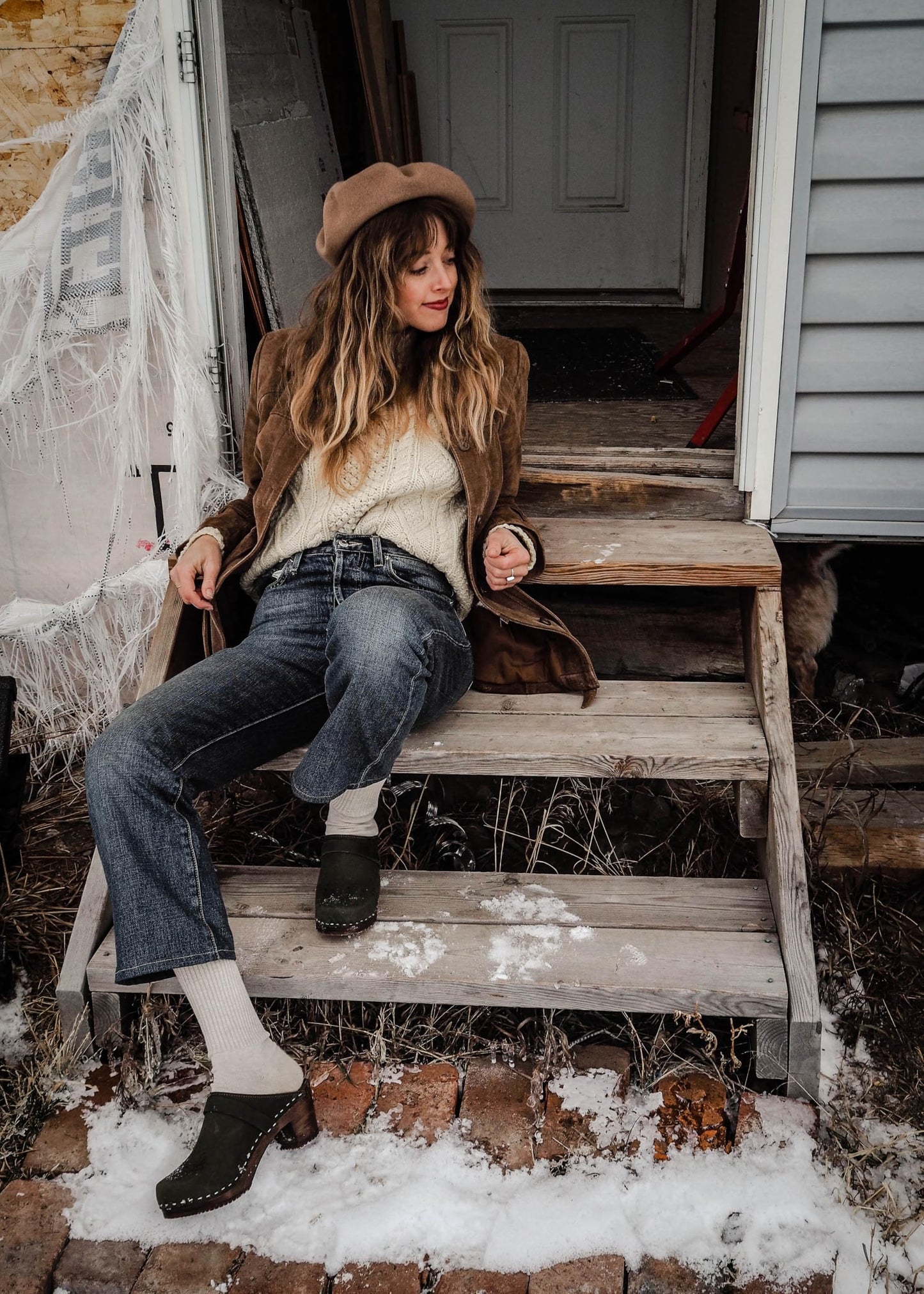 Sandgrens Handmade Swedish Wood Clogs for Women, High Heel Mule US 11 | Dublin Olive Nubuck DK, EU 42