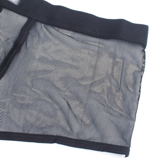 Men's Sexy Boxer Briefs Gay Mesh Breathable Cool Low Rise Valentines Underwear(36Black,XXXXL)