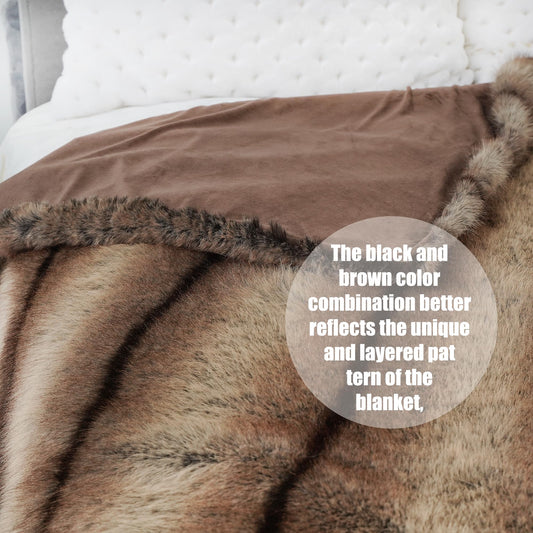 INCHGRASS Faux Mink Fur Blanket Luxury Fur Throw Blanket Sofa Fluffy Blanket Super Warm Elegant Cozy Fuzzy Throw Blankets for Couch,Armchair and Bed Washable Plush Blankets 74"x60" Brown Throw Blanket