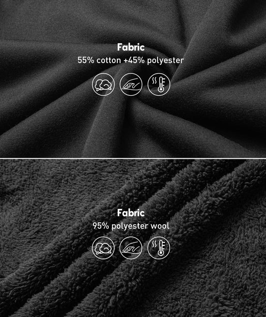 SCODI Hoodies for Men Heavyweight Fleece Sweatshirt - Full Zip Up Thick Sherpa Lined Hooded Sweatshirts Black XX-Large
