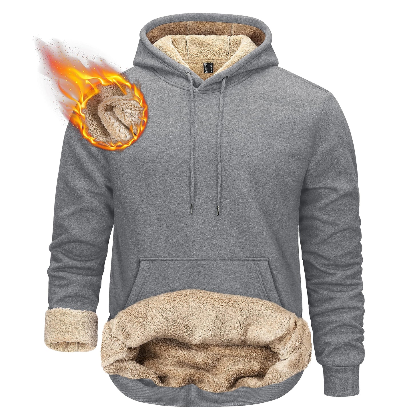 TACVASEN Hoodies for Men Pullover Sweatshirt Fleece Lined Sweatshirts Fashion Hoodies Athletic Sweatshirts Winter Cotton Hoodies Light Gray