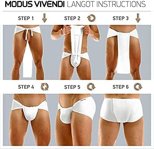 4 pc Indian Traditional Underwear Langot Lankot Loin Cloth Supporter loincloth Cotton Multicolor - (2 White Color + 2 Black Color)