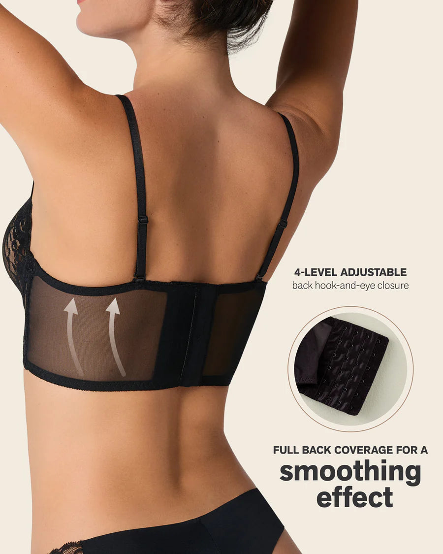 Sheer Luxury Lace Bustier Bralette with Underwire
