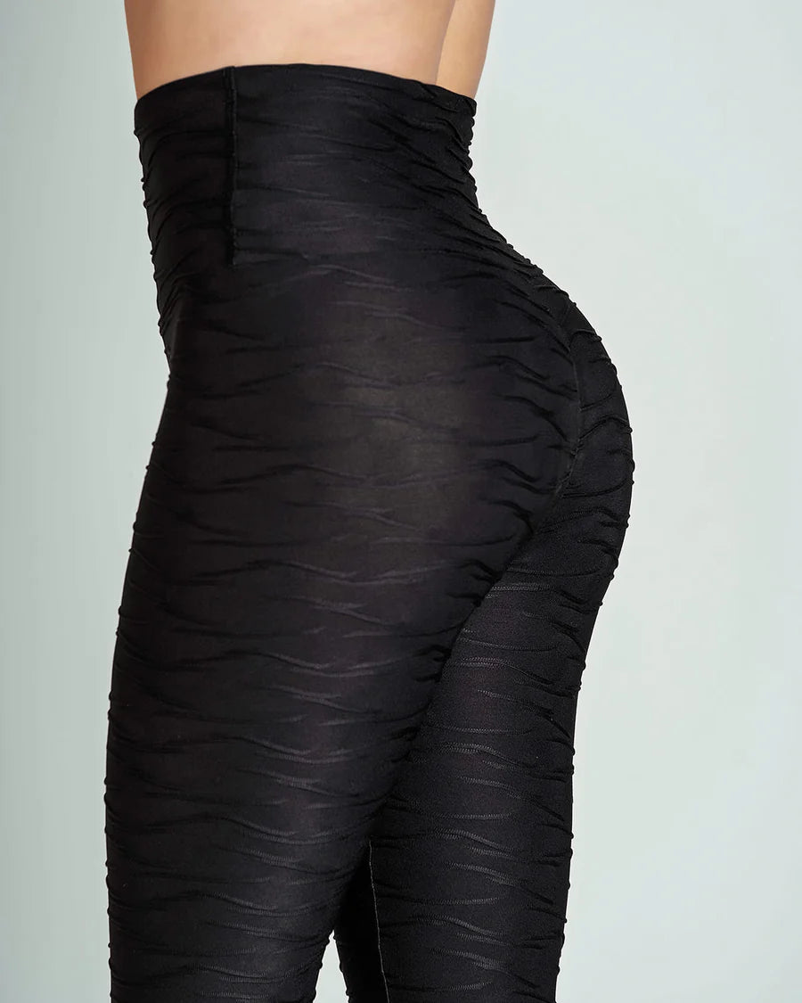 Strong tummy control leggings with ribbed texture