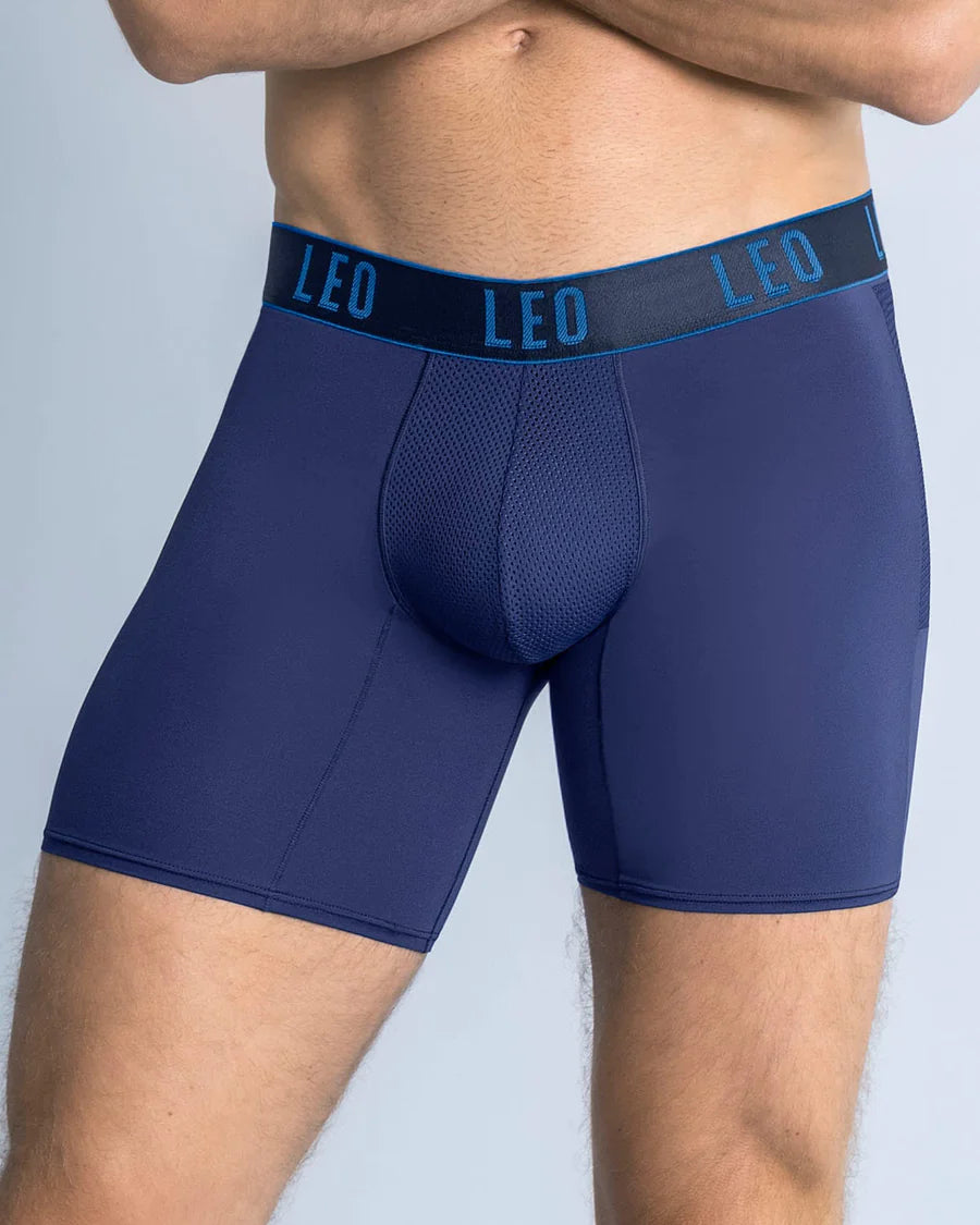 Long athletic boxers brief with side pocket