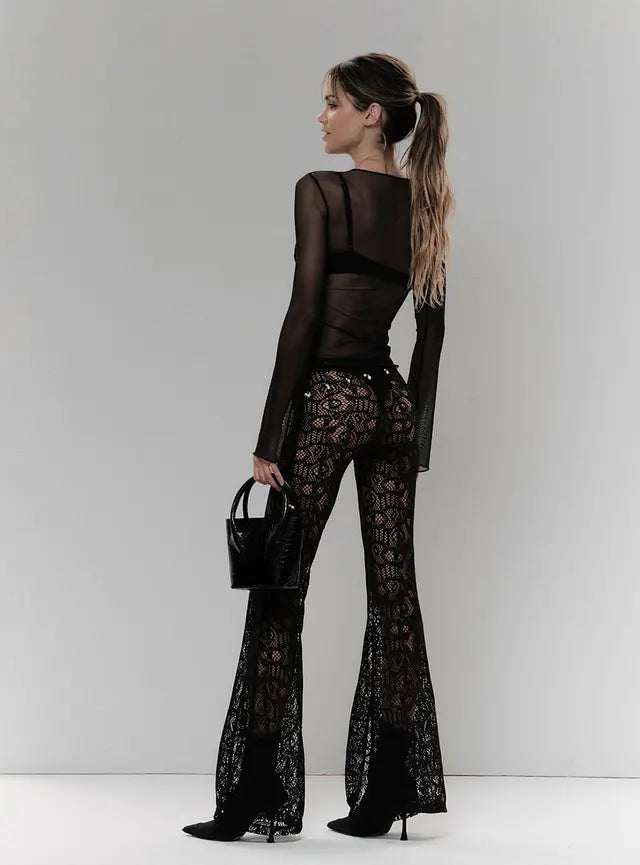 Clubwear - Sheer Lace Pants - Mesh Top