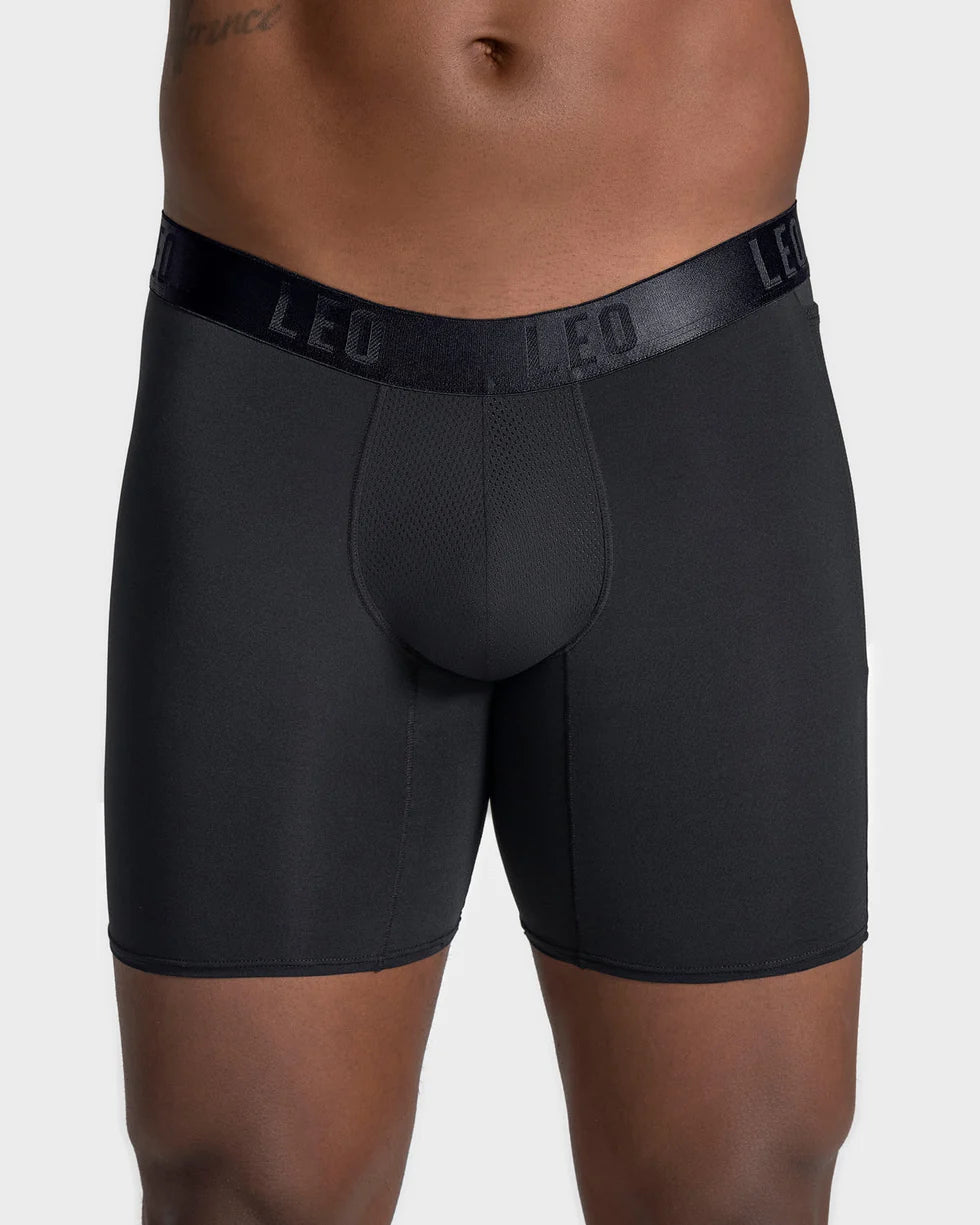 Long athletic boxers brief with side pocket