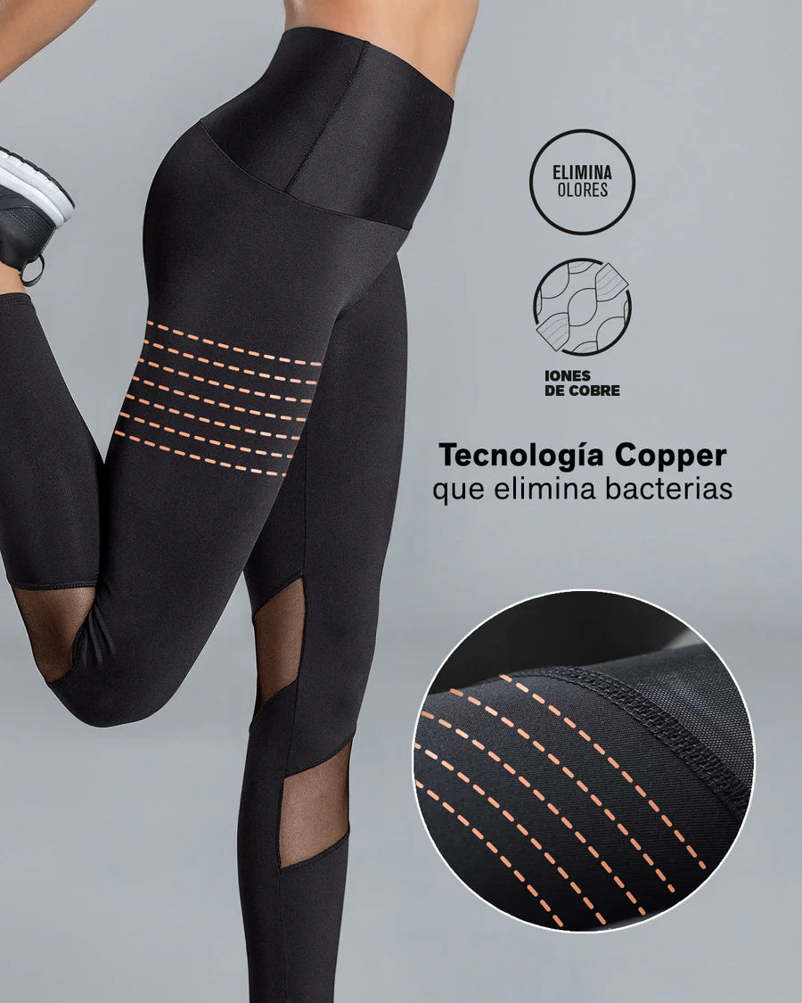 Leggings - Gym - Fitness - High Waistband - Net Inlays - Copper Technology