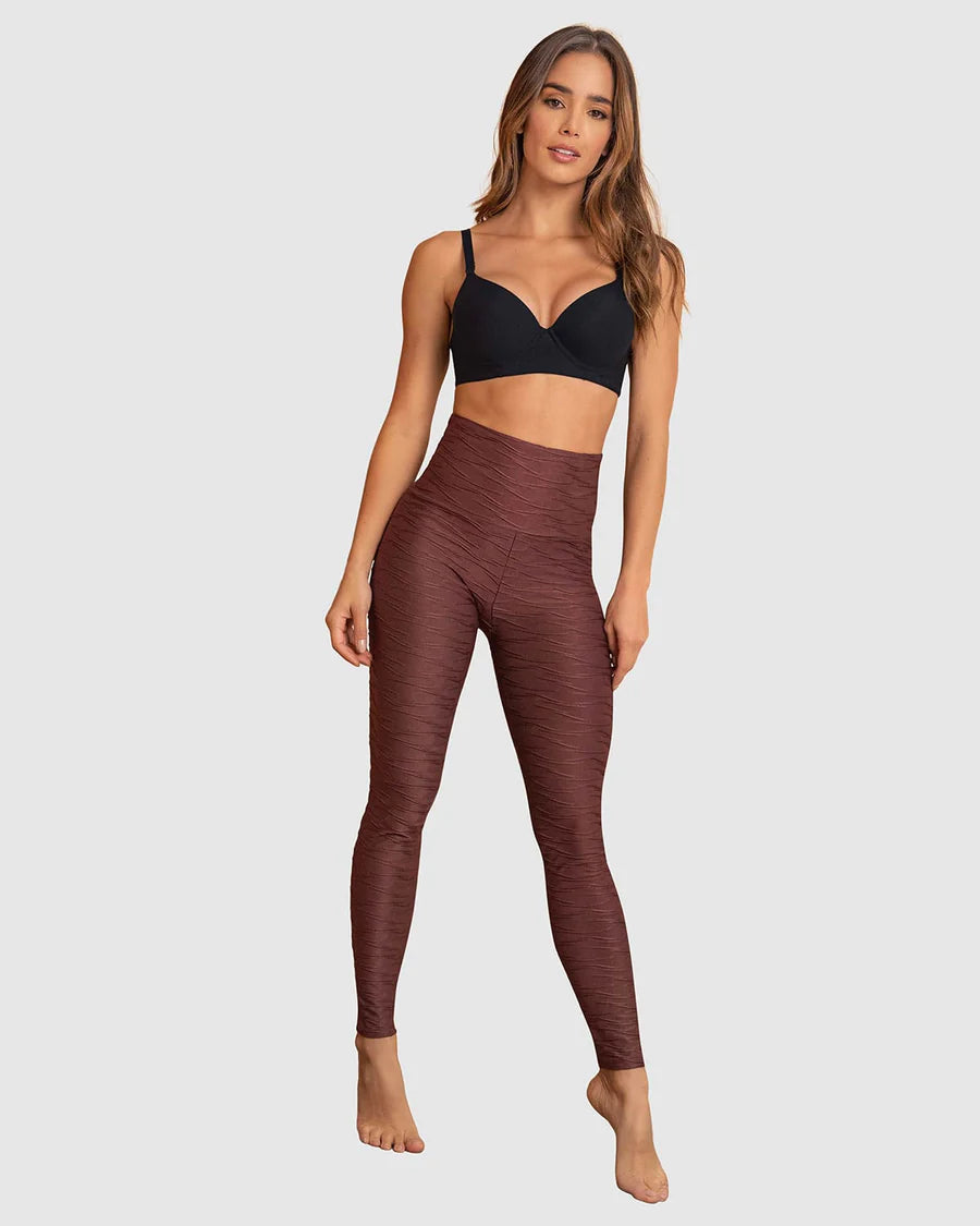 Strong tummy control leggings with ribbed texture