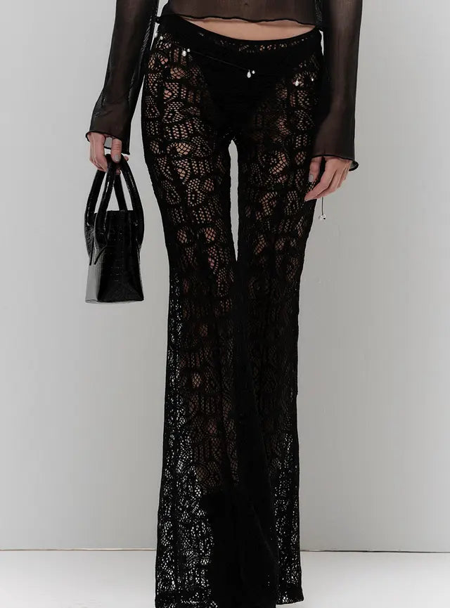 Clubwear - Sheer Lace Pants - Mesh Top