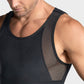 Stretch cotton moderate compression shaper tank with mesh cutouts