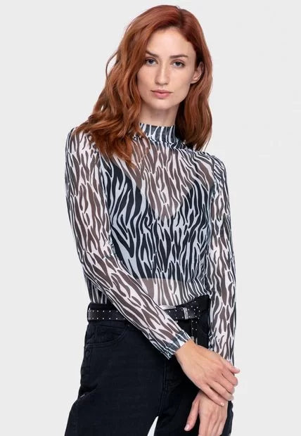 Analyzing image sheer-blouse-animal-print
