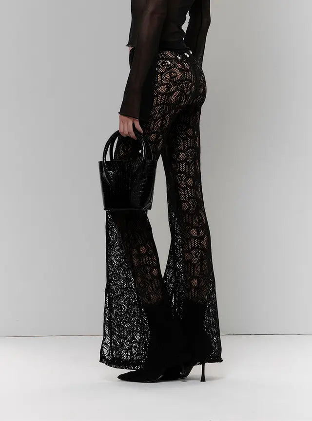 Clubwear - Sheer Lace Pants - Mesh Top