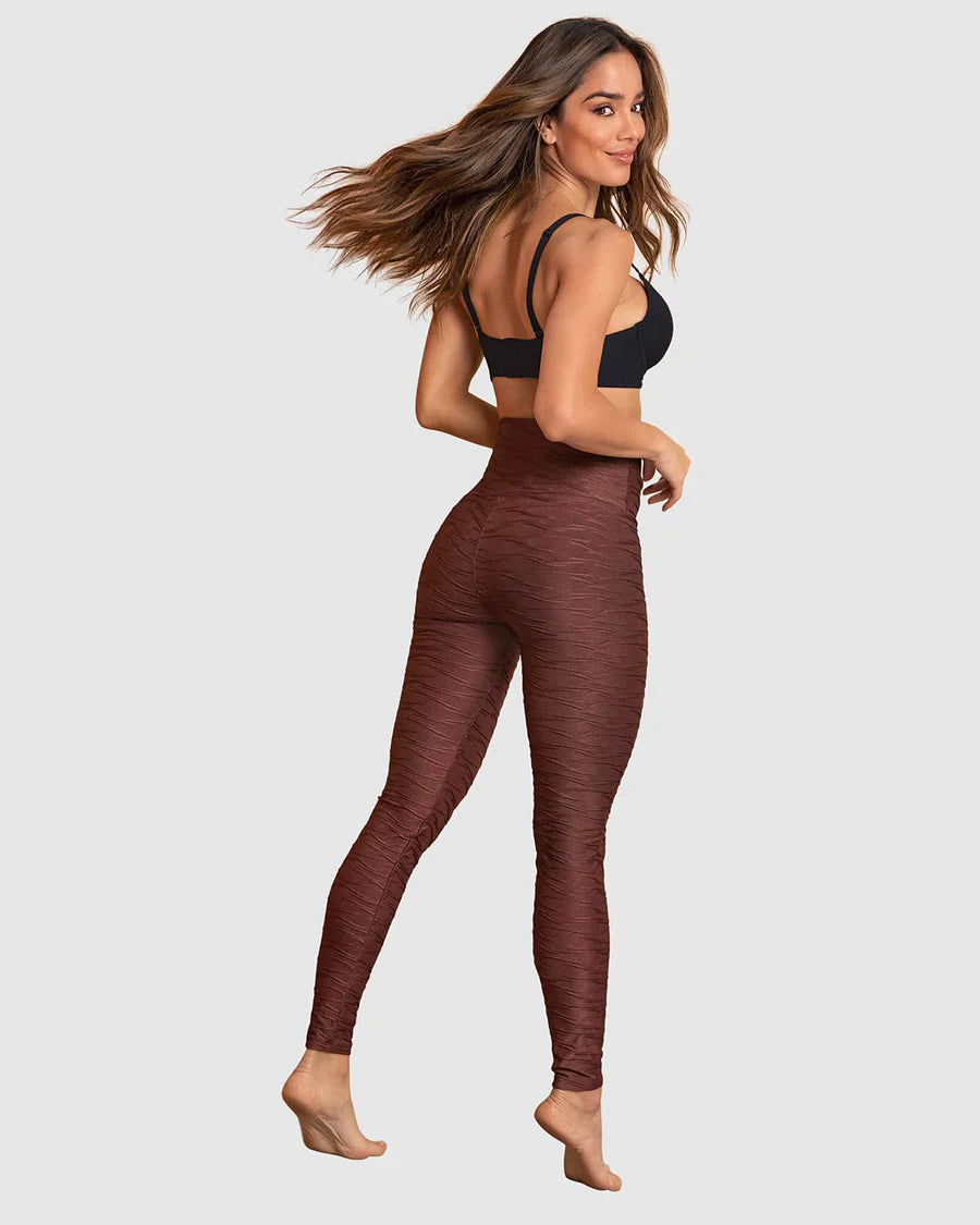 Strong tummy control leggings with ribbed texture – BEST WEAR