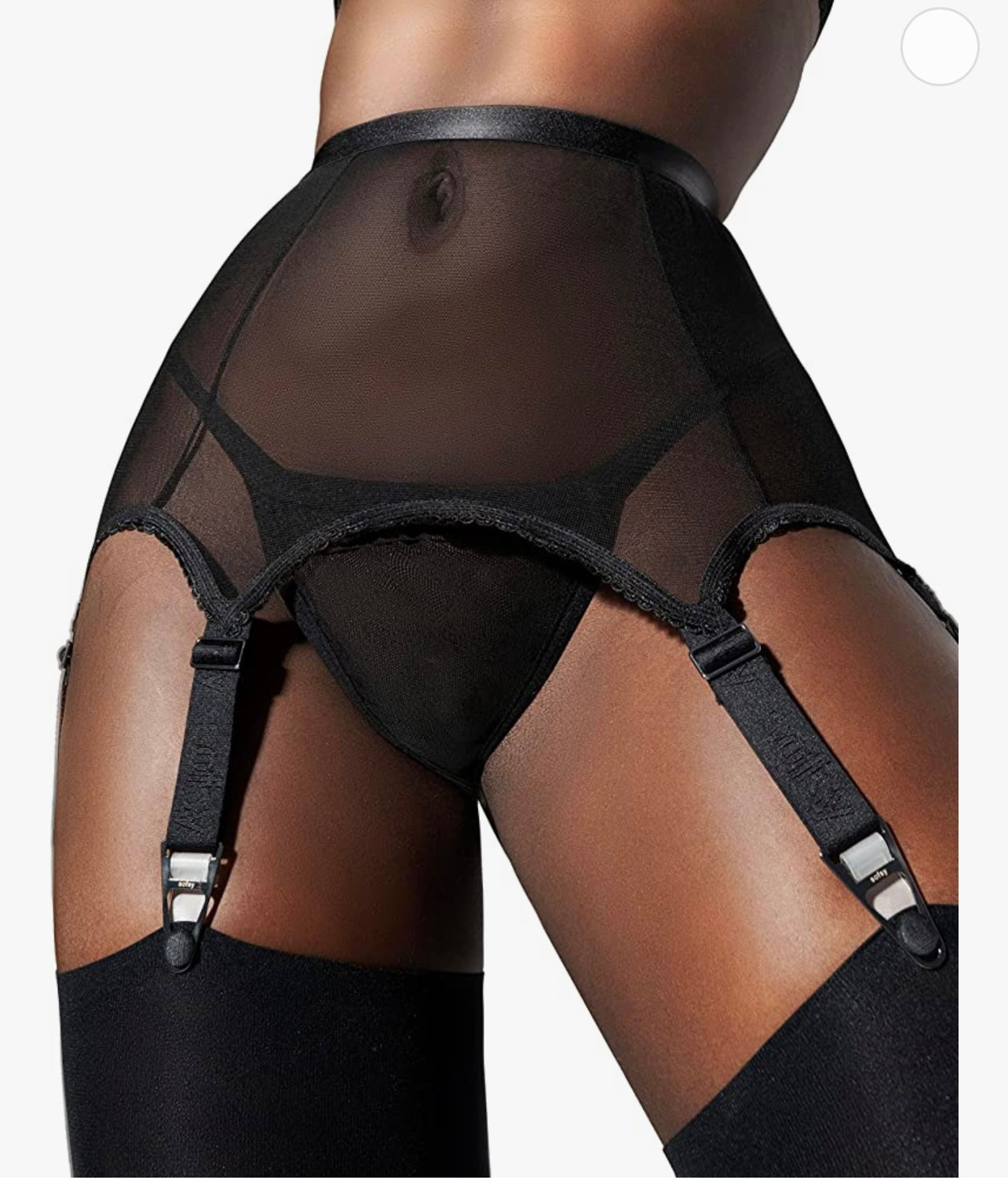 sofsy Mesh Garter Belt with 6 Straps for Thigh High Stockings/Lingerie pic picture