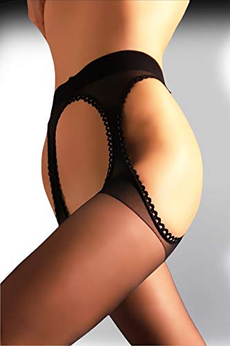 MILA MARUTTI Suspender Nylons Pantyhose Stockings with Garter Belt (M, Black)
