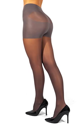 sofsy High Waisted Slimming Tights For Women - Shaping Semi Sheer Pantyhose | 30 Den [Made in Italy] Grey 4 - Large