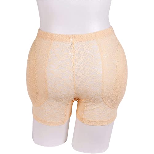 ZMASI Translucent Lace Underwear Men’s Hiding Gaff Panty Brief for Crossdresser, Padded Hips Enhancer with Removable Pads (XL) Nude