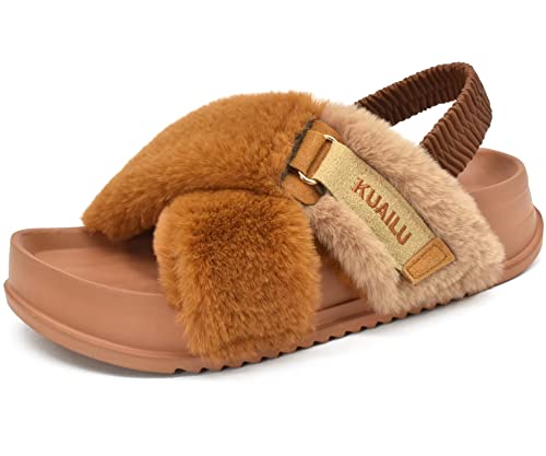 Summer outdoor Fur Slippers Mink Fur Slides Fluffy Plush Platform Flats  Heel Non Slip Luxury Designer Shoes Casual Ladies