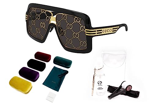 Gucci GG0900S Flat Top Mask Logo Lenses Sunglasses + Bundle with eSHADES Luxury Eyewear Kit