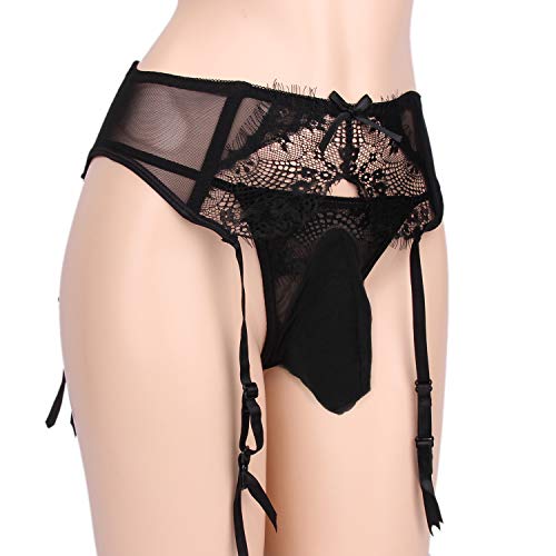 Sexy Men's Panties Underwear lace Briefs Panties Thong G-String Bikini (XL,Black)